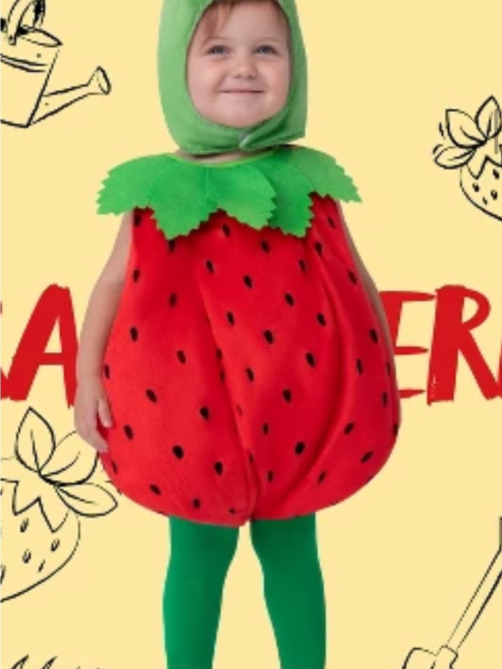 Kids Strawberry Costume - Green & Red Fruit Outfit